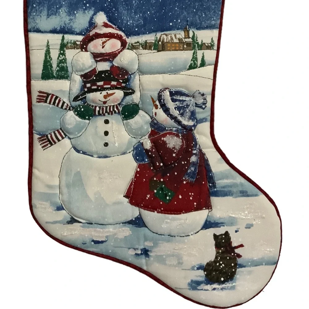Christmas Stockings Oversized Snowmen Snow Scene Plush 3 Pieces 22 Inches - Picture 13 of 16